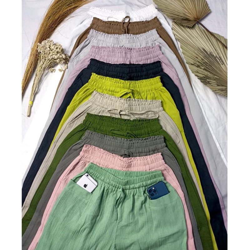 HARUKA PANTS MODEL 7/9 LINEN CRINGKLE TERUPDATE