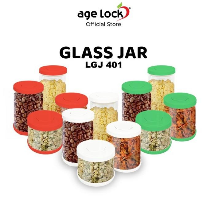 AGE LOCK Toples Kaca Kue / Makanan 4 Ukuran LGJ 401