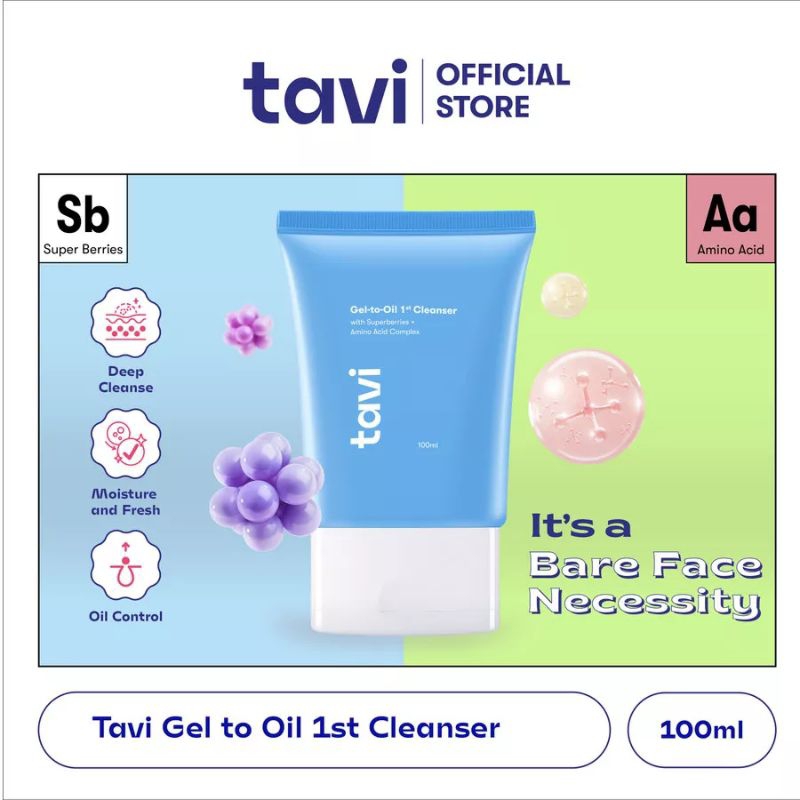 Tavi Gel to Oil Cleanser With Superberries + Amino Acid Complex