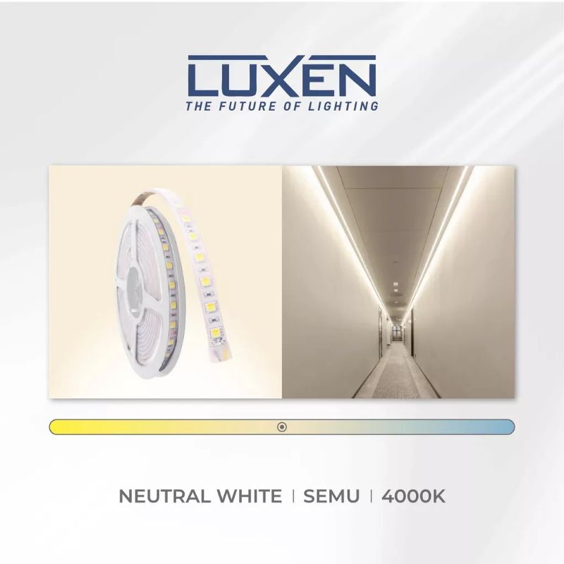 LUXEN LAMPU LED STRIP PREMIER 5050 DC 12V 60W LUXEN 5 METER SUPER TERANG  PUTIH COOL DAYLIGHT 6500K KUNING WARM WHITE 3000K NATURAL SEMU 4000K BERGARANSI 1 TAHUN BAGUS KUALITAS TERJAMIN