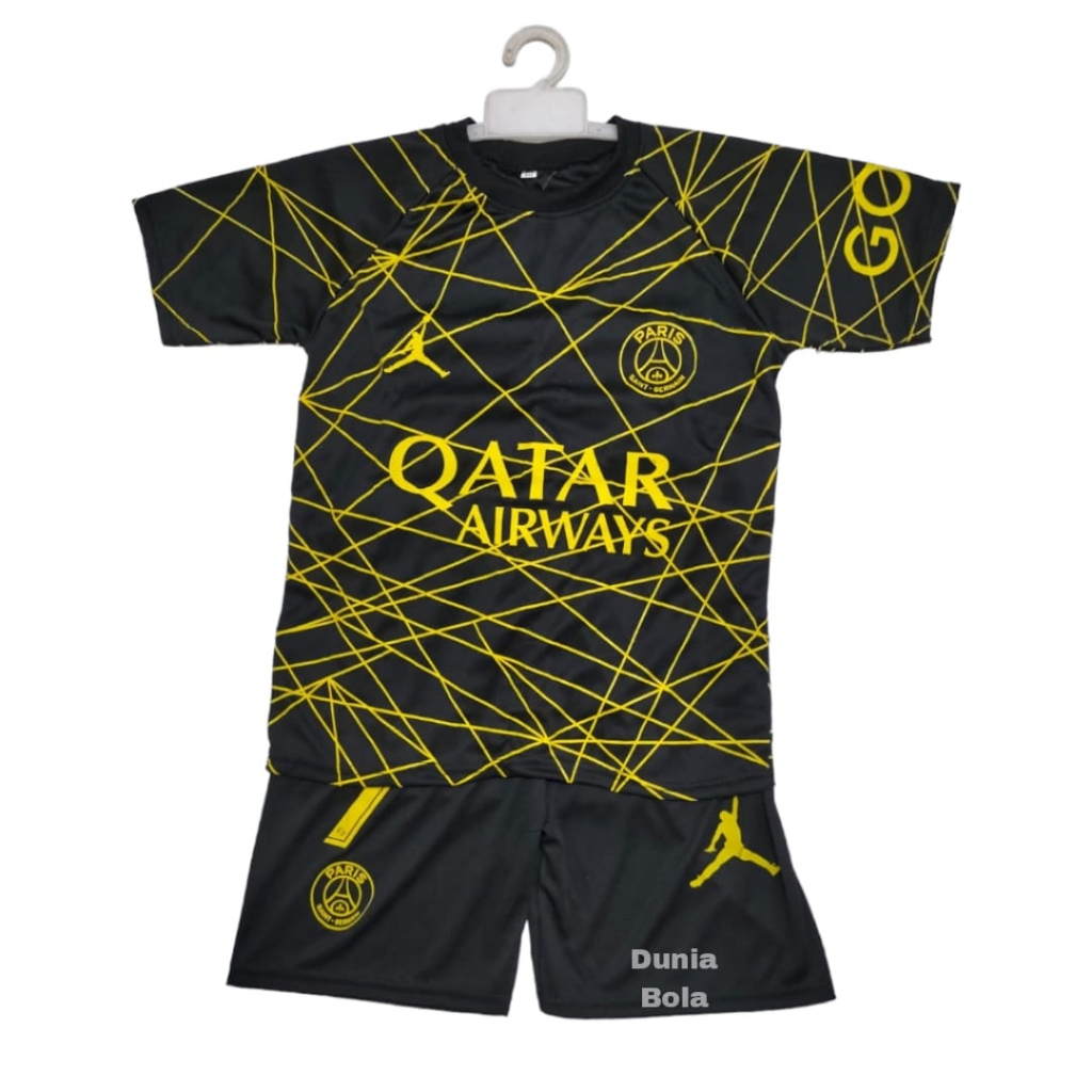 COD / SETELAN BAJU BOLA TERBARU 2023 KAOS ANAK LAKI LAKI TERMURAH PAKAIAN OLAHRAGA SEPAKBOLA KAOS FUTSAL PRIA MBAPE BLACK NEW