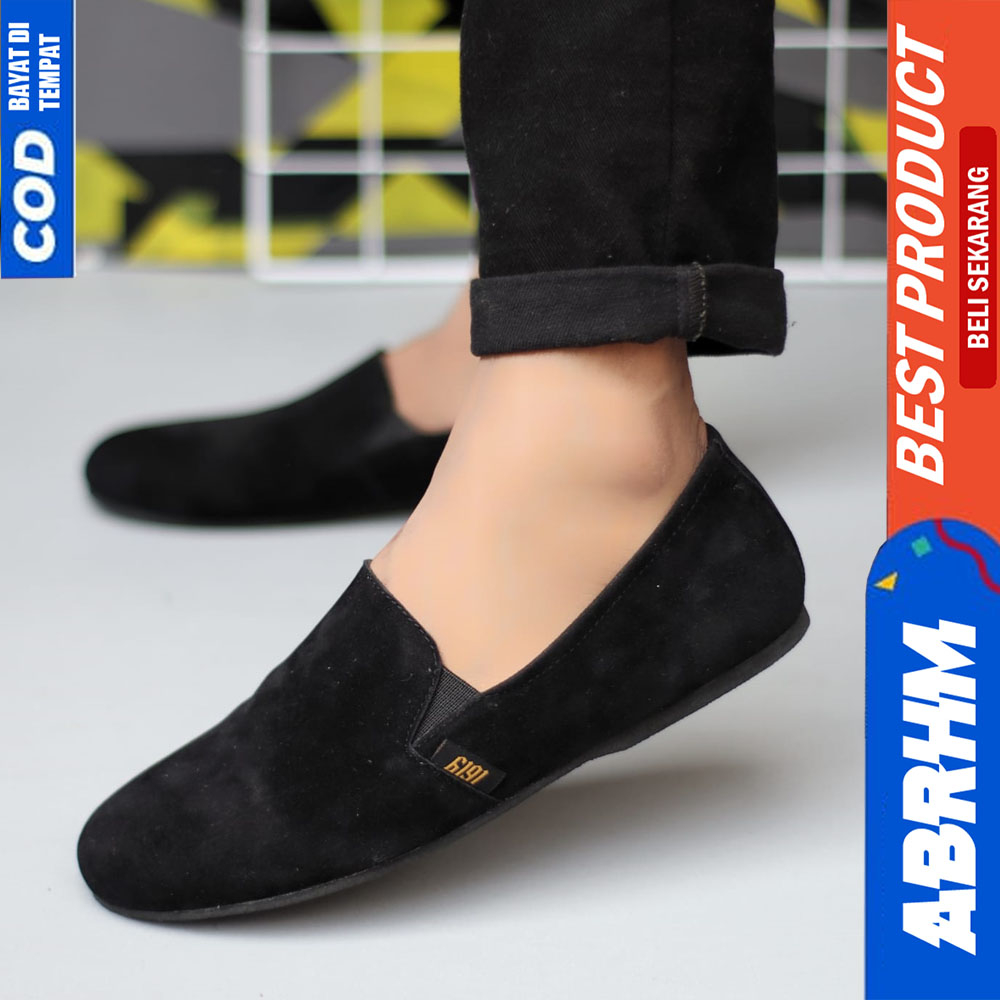 ABRHM Sepatu Slip On Casual Hitam Slop Pria