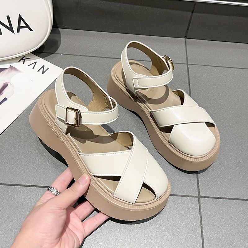 NF3598 - Sandal Tali Wedges Korea Style Fashion Wanita Import