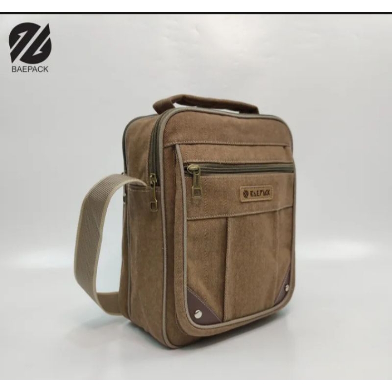 Tas selempang pria terbaru merk baepack/tas awet motif polos kain kanvas resleting/tas usaha/tas ker
