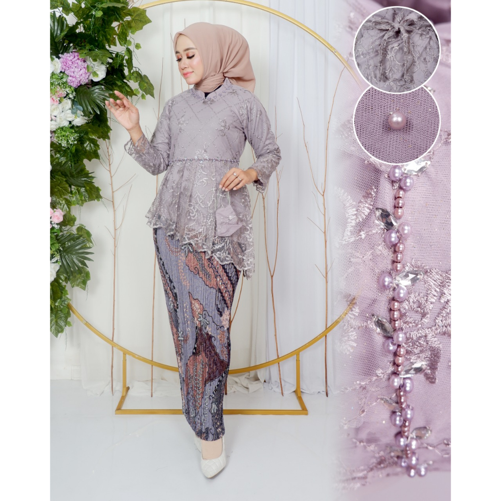 Kebaya tunik blouse kiara | Kebaya modern | Baju outfit pesta kekinian modis dan cantik