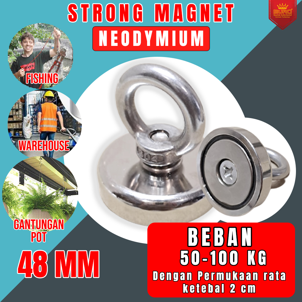 Magnet Gantungan Strong Neodymium Magnet Model Bulat 48mm 50-100KG