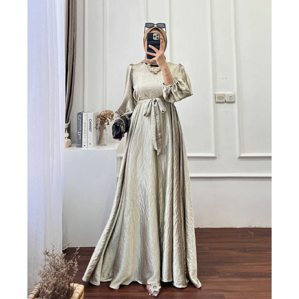 UNAYA DRESS BAHAN SANTORINI SILK (READY STOCK), DRESS KONDANGAN, DRESS MEWAH, PREMIUM DRESS, DRESS WANITA, DRESS TERBARU 2022, DRESS MURAH, DRESS WANITA TERBARU 2023