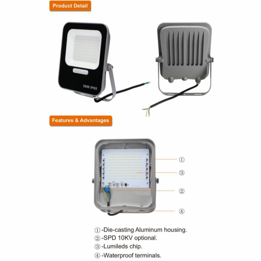 HINOLUX FLOODLIGHT 100 WATT HL5000-JT LED IP65 LAMPU SOROT OUTDOOR BERGARANSI