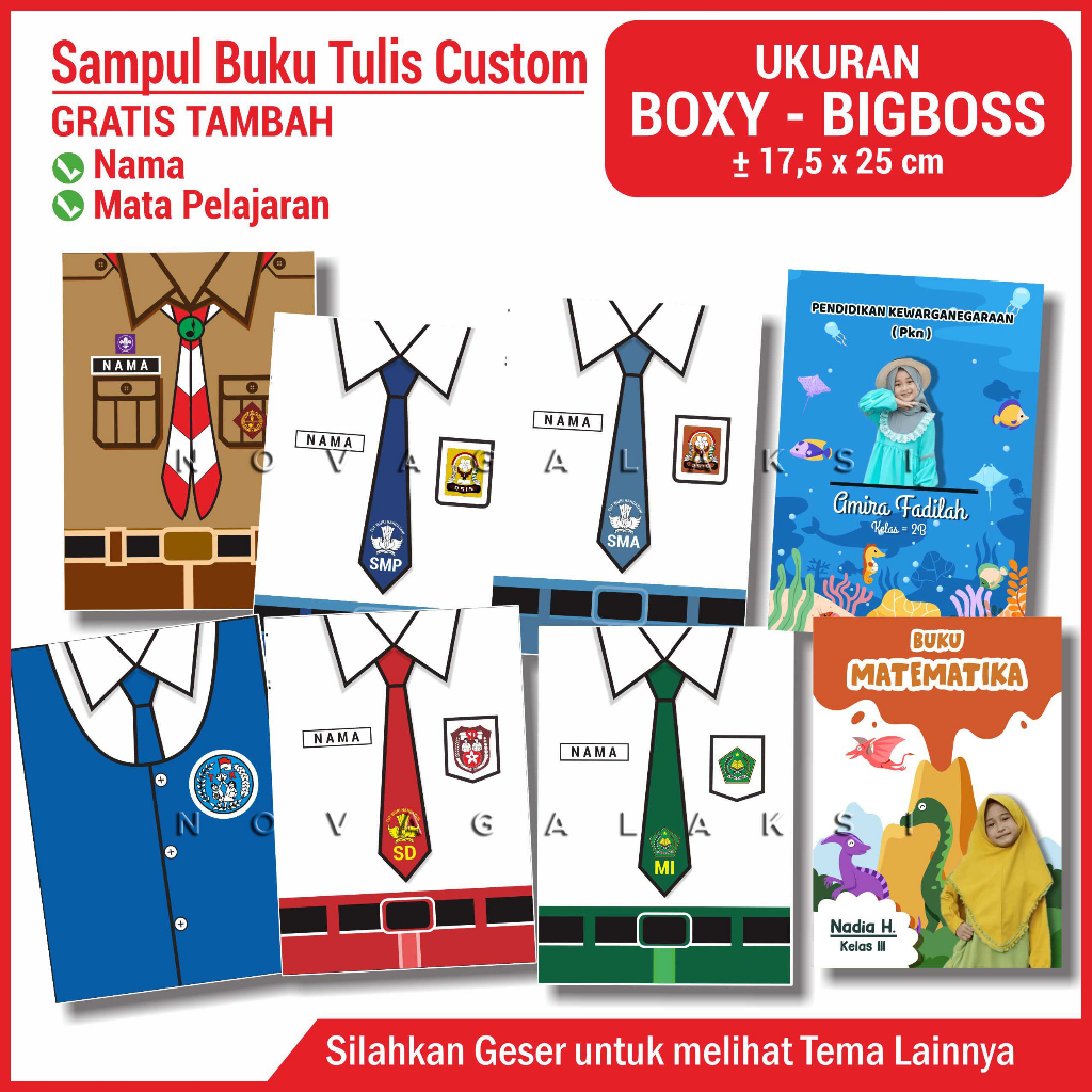 

Sampul Buku Tulis Boxy/ BigBoss Custom - GRATIS Sampul Buku Plastik
