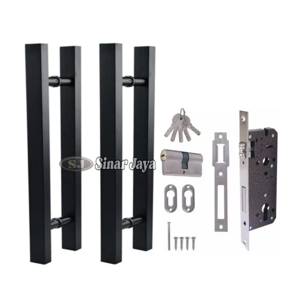 1 satu set / fullset gagang pintu handle kunci tarikan pintu stainles panjang 45cm 60cm pegangan pintu rumah mewah moderen terbaru