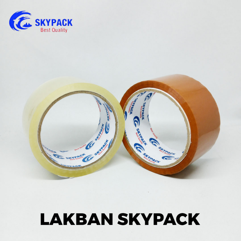 LAKBAN MERK SKYPACK WARNA BENING / COKLAT 4,5CM X 50YARD / LENGKET SEKALI, SUPER AMAN