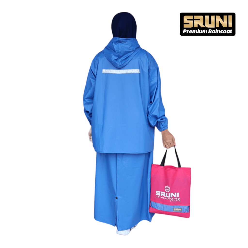 JAS HUJAN ROK WANITA BY SRUNI PREMIUM BAHAN TEBAL ANTI REMBES BERKUALITAS MURAH GROSIR JAS HUJAN WANITA MUSLIMAH SRUNI