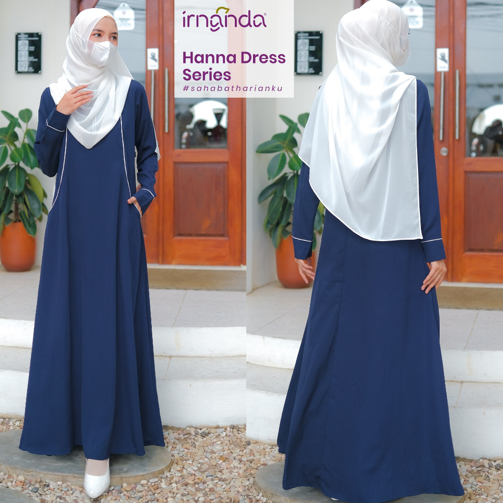 fast delivery irnanda gamis hanna dress abaya polos premium wanita dewasa remaja terbaru bahan
