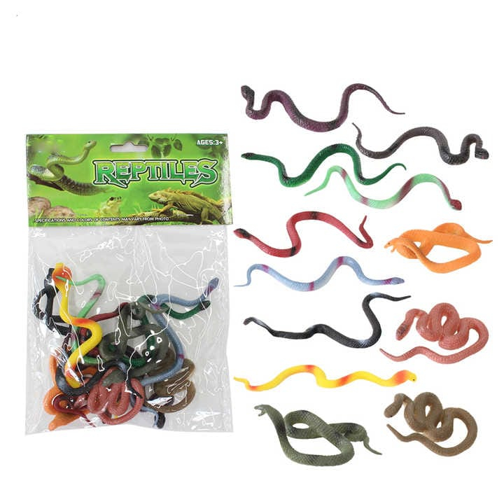SALE GROSIR 12PC MAINAN ULAR KARET KECIL ISI 12 ULAR ULARAN KARET - MAINAN MINIATUR FIGURE BINATANG