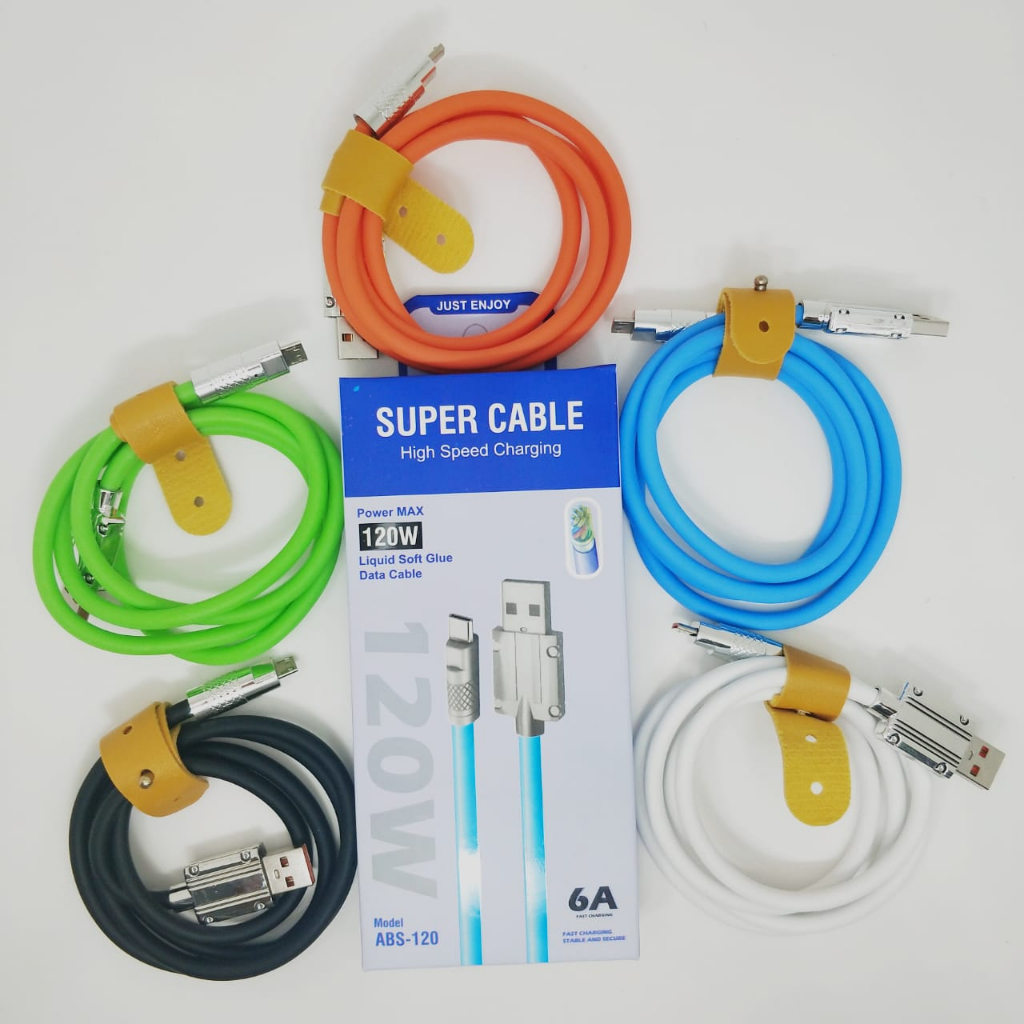 ROBOT POWER CABLE 120W 6A KABEL DATA MICRO Super Fast Charge Type C Lightning Liquid Silicone Cable Quick Charge Micro USB Cable for Xiaumi Huawei VIVO Samsung Apple Pixel POCO PHONE BY SMOLL