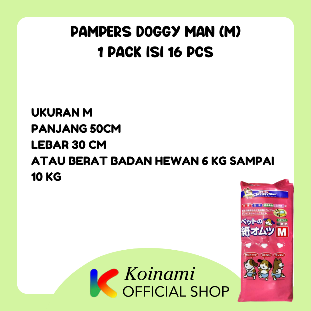 PAMPERS M DOGGY MAN @ 1 pack isi 16 pcs / pampers anjing kucing / cat dog