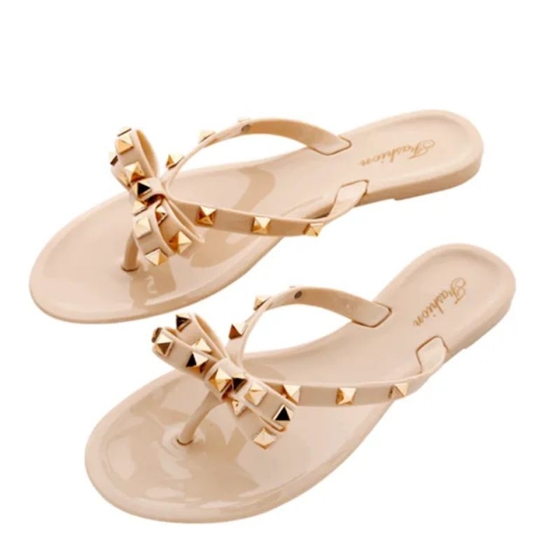 Minipetite SD2216 Sandal Wanita Valen Sendal Jepit Jelly Wanita Pita Model Vltno Rockstud Slipper Super Cantik Simple Elegant Import