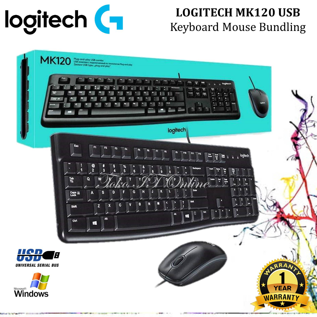 LOGITECH MK120 KEYBOARD MOUSE USB MK-120 USB MK 120 BUNDLING