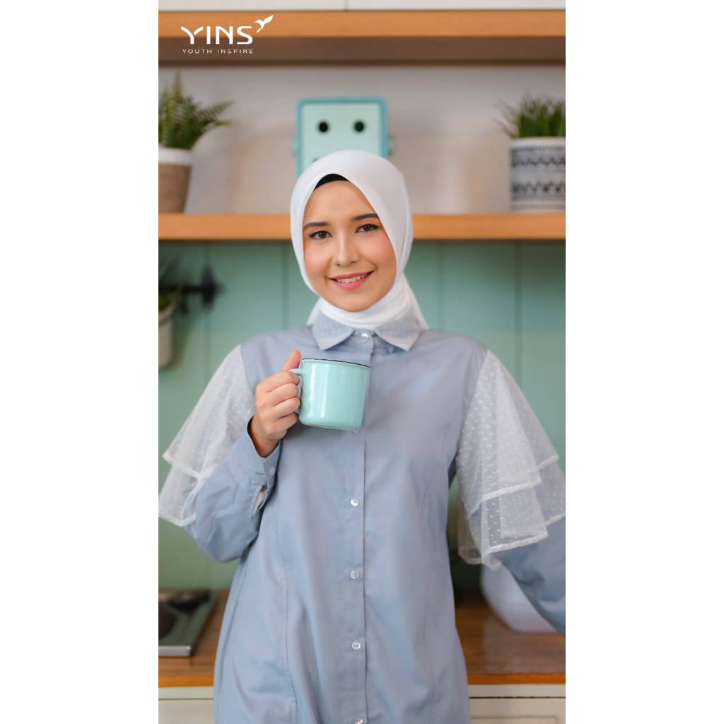 [BISA COD] Inspire Midi Dress IMD 06 Bahan Toyobo mix Tulle Dot Midi Dress Fashion Muslimah Modern by YINS