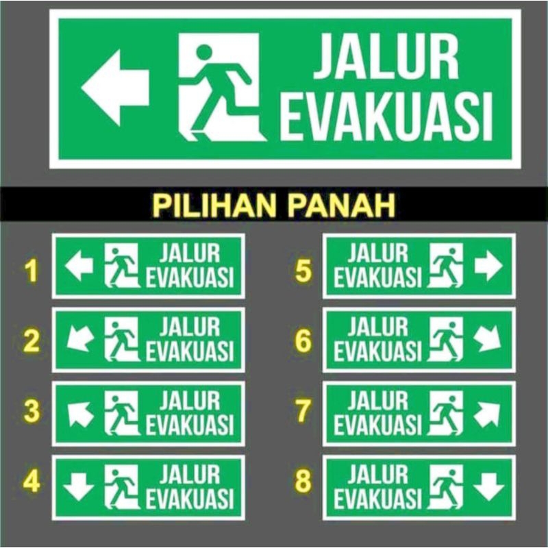 

Stiker K3 Jalur Evakuasi /Waterproff Stiker Penunjuk Arah