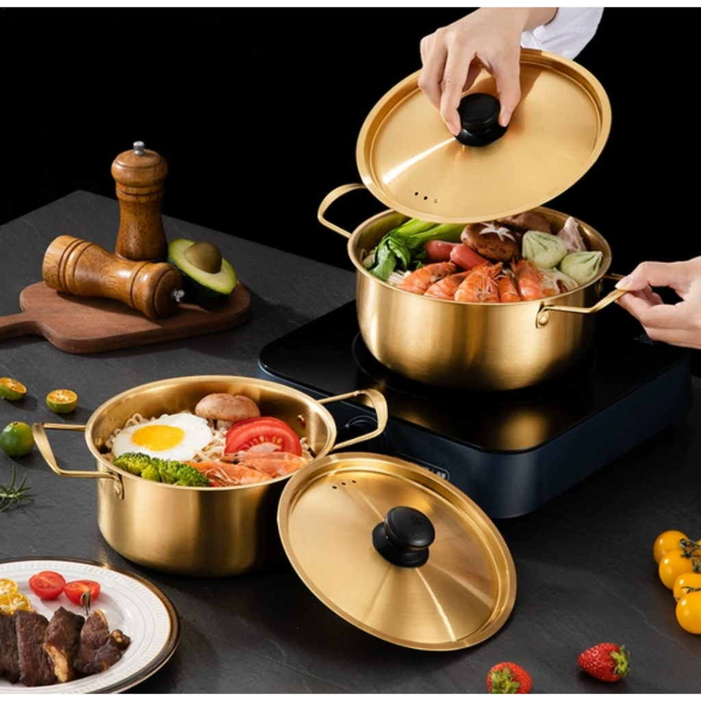 Nexxio Panci Emas Korea Ramen 3in1 Panci Ramen Gold &amp; Silver / Panci Ramyun Korea Premium