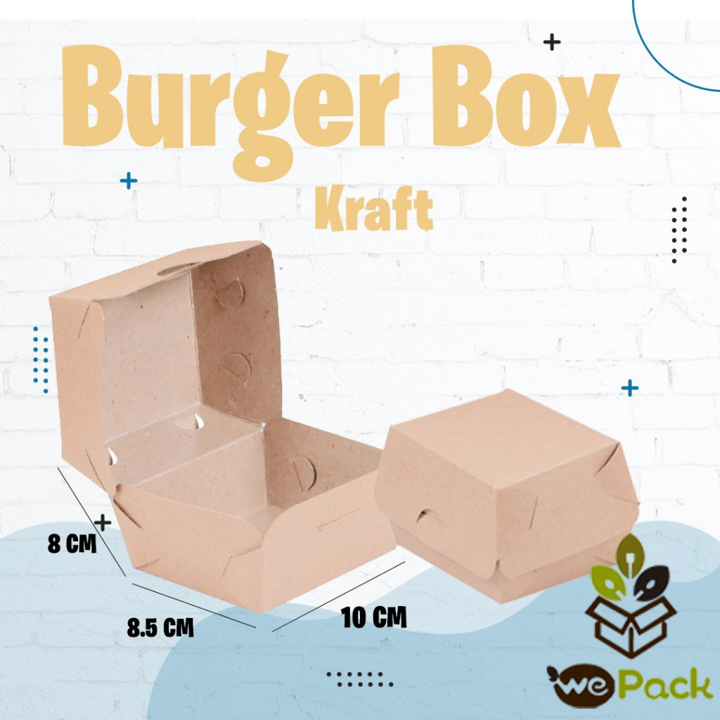 

Box Burger Kotak Dimsum Snack Kue Kemasan Dus Burger Kertas Kraft Eco