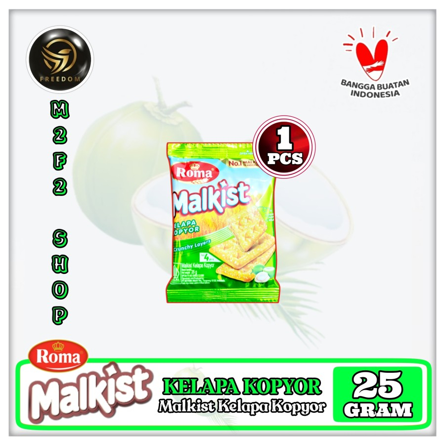 

Roma Biskuit Malkist Kelapa Kopyor Sachet - 25 gr (Kemasan Satuan)