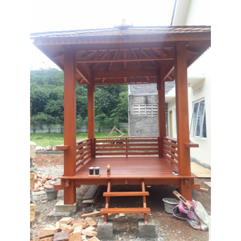 gazebo kayu mahoni saung kayu minimalis