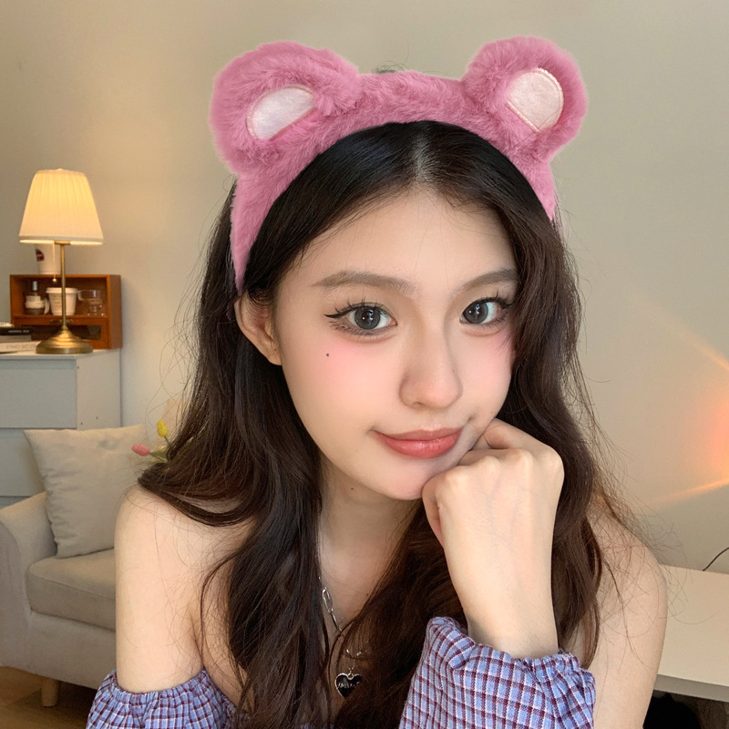 DF BD399 Bando Karakter Telinga Bear Bulu Bando Bandana Telinga Beruang Lucu Gaya Korea