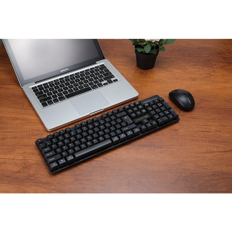 Keyboard mouse t-wolf wireless 2.4ghz combo membrane fullsize 104 keys 1600dpi optical tf-100 - Twolf tf100