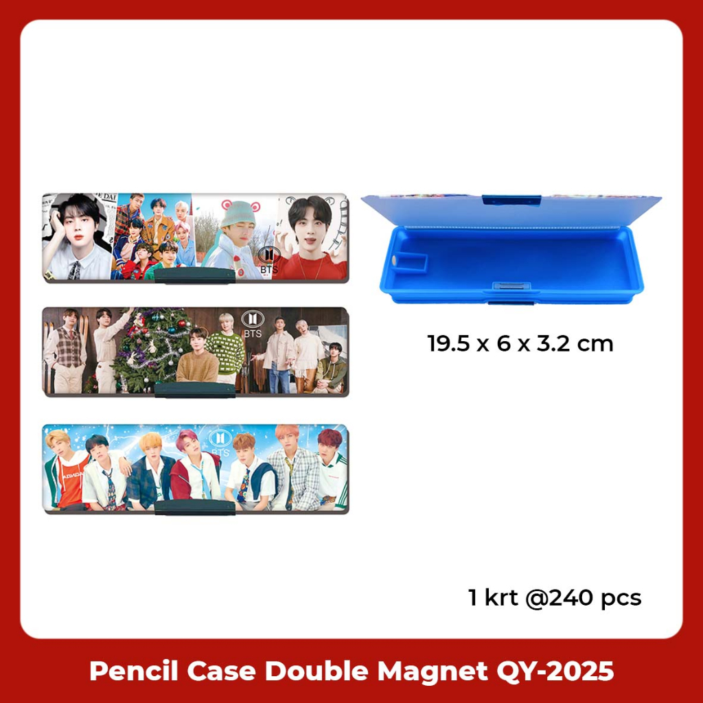 Tempat Pensil / Pencil Case Double Magnet / Kotak Pensil Karakter BTS Fancy Lucu QY-2025