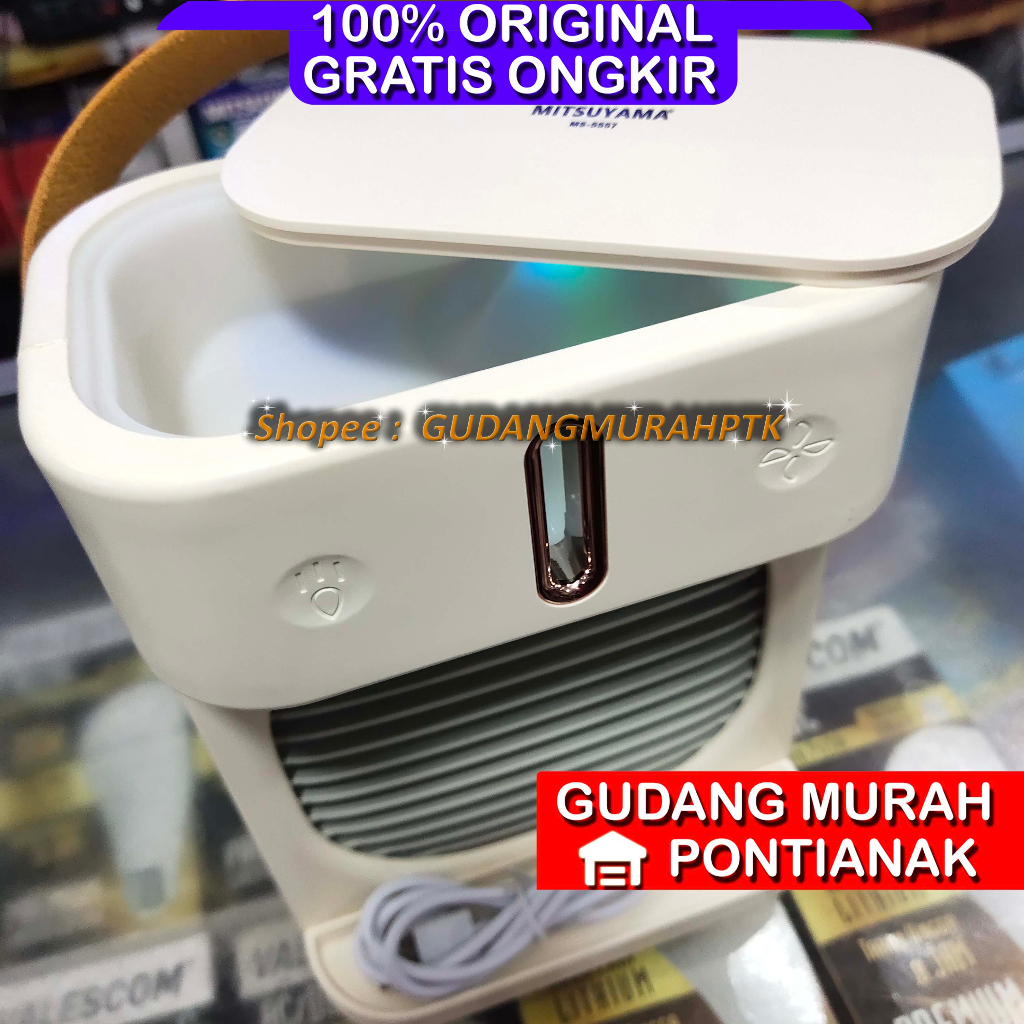 Air Cooler Portable Ac Mini Hembusan Kabut Dingin Dapat di isi Air Mitsuyama MS-5557 Rechargeable 2400mAh Original