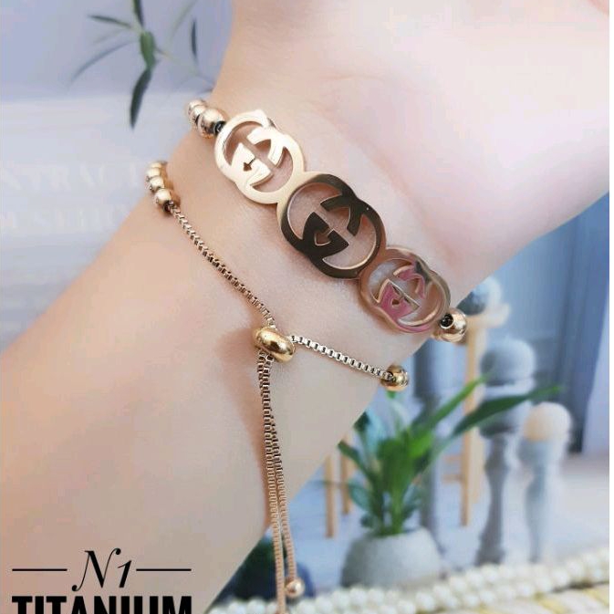 Gelang Serut Titanium Perhiasan Fashion Wanita Dewasa 1706a7