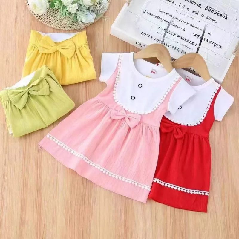 [0-4 th] DRESS ANAK IMPORT KATUN / DRESS ANAK IMUT MOTIF PITA RENDA BEBEK DRESS TUTU ANAK IMPORT PREMIUM /(0-4 Tahun) Dress Anak import overall duck bebek /Baju Bayi Perempuan 100% KATUN PREMIUM QUALITY IMPORT