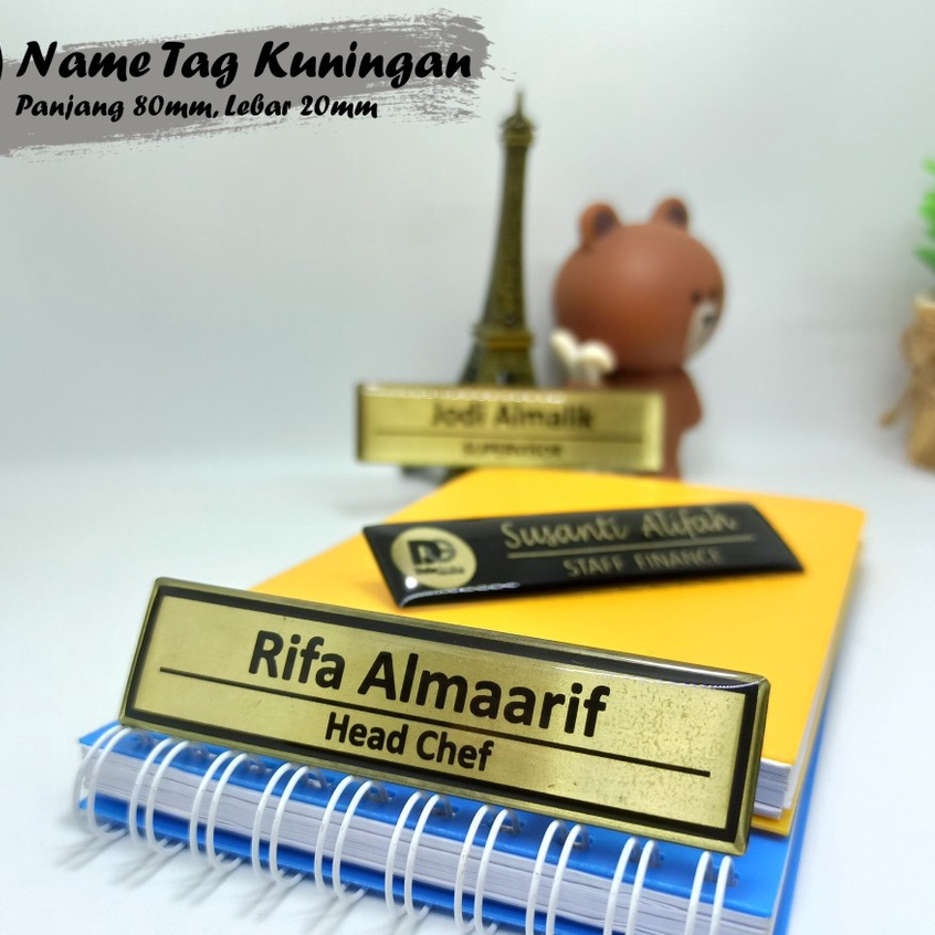 

[Custom] Name Tag Nama Dada Kuningan Persegi Resin