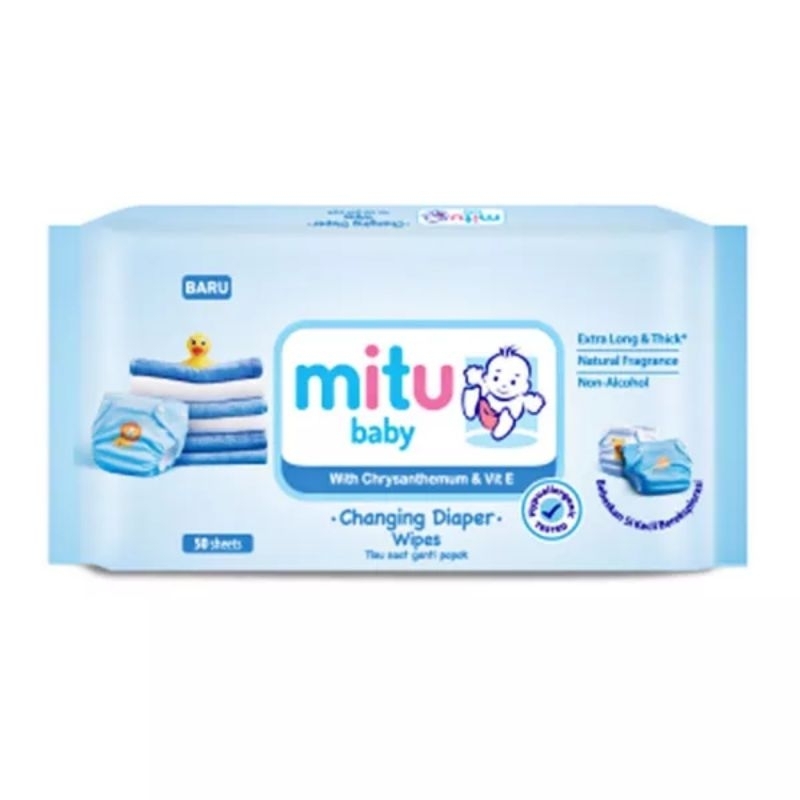 Mitu Baby Extra Thick 50 sheet dan   Blue Tisu Basah