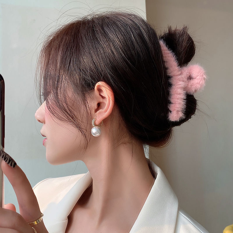 RAB JR398 Jepit Rambut Bulu Jedai Rambut Bulu Korea Jepitan Aksesoris Rambut Wanita Dewasa