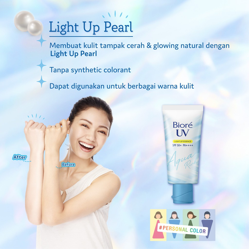Original Biore [Exp 2025] UV Aqua Rich Light Up Essence Watery Aqua Cool Spf50+ Pa++++ Sunblock Sunscreen