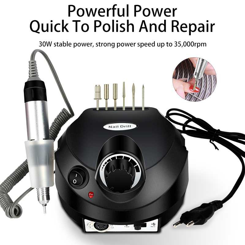 Set Alat Kikir Kuku Elektrik Nail Manicure Pedicure 35000 RPM Peralatan Kecantikan Kuku Desain Pena Ergonomis