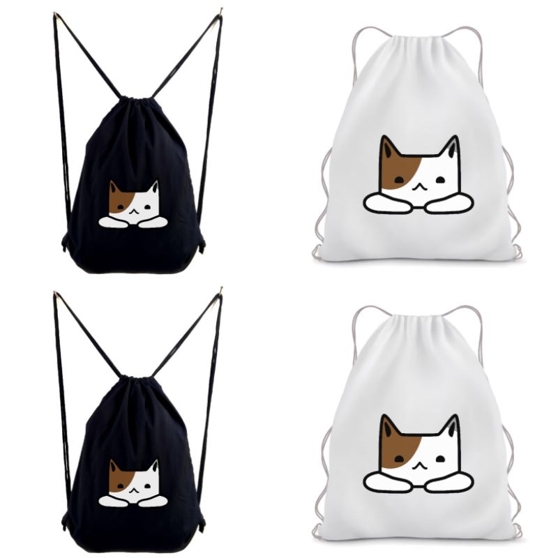 Stringbag Full Colour Kucing melamun cat Ransel serut tas drawstring olahraga kampus kuliah kerja viral || Kiiyoomii ||