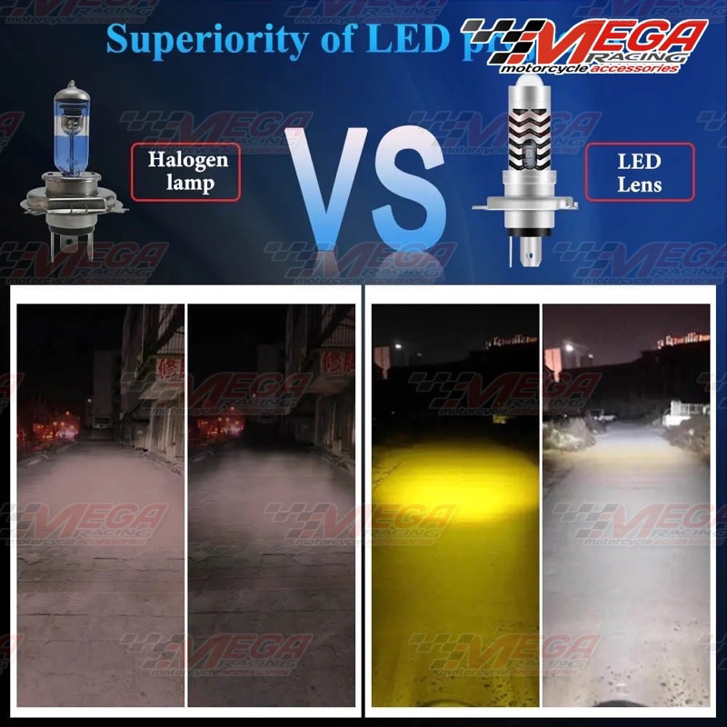 Bholam Lampu Depan Led H6 Laser kaki 1 Ac Dc Higlow Lampu Jauh Dekat 2Led Universal Motor Matic Bebek Jupiter Beat Mio Vario Supra Dll Hilo Lampu Senja Biru