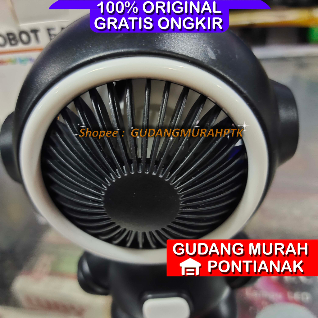 Kipas Cas Bisa Bawa Bawa Minifan Charge Portable Model ROBOT Warna Random Angin kencang dan lembut