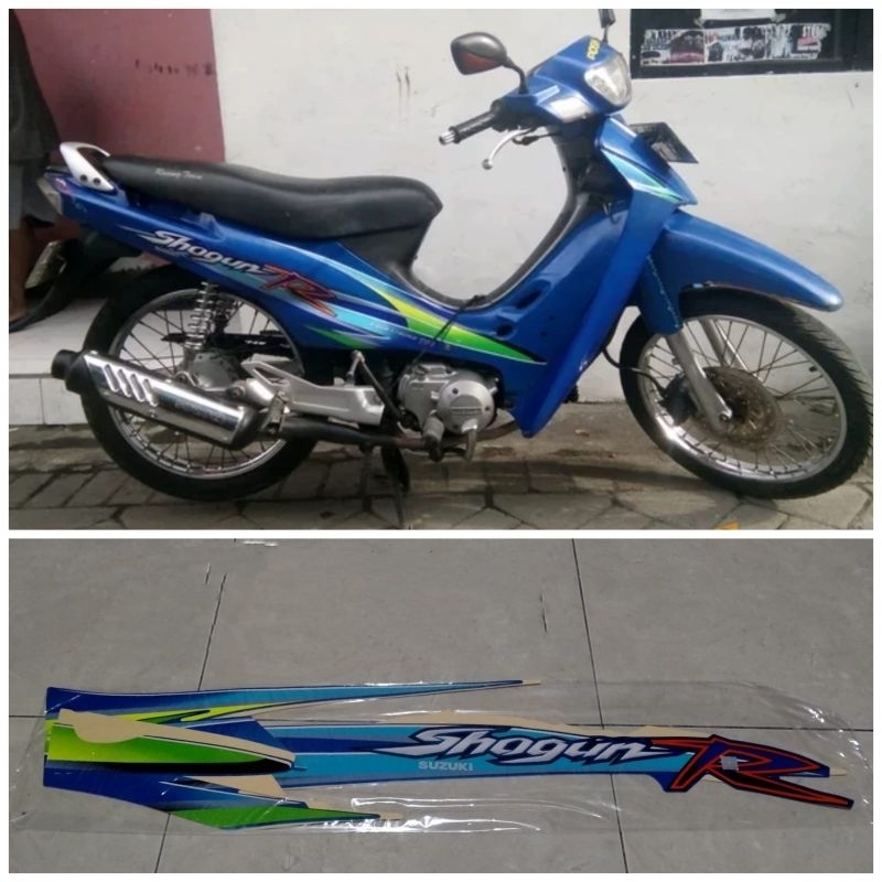 STRIPING STIKER LIS BODY MOTOR SUZUKI SHOGUN R 2002 BIRU