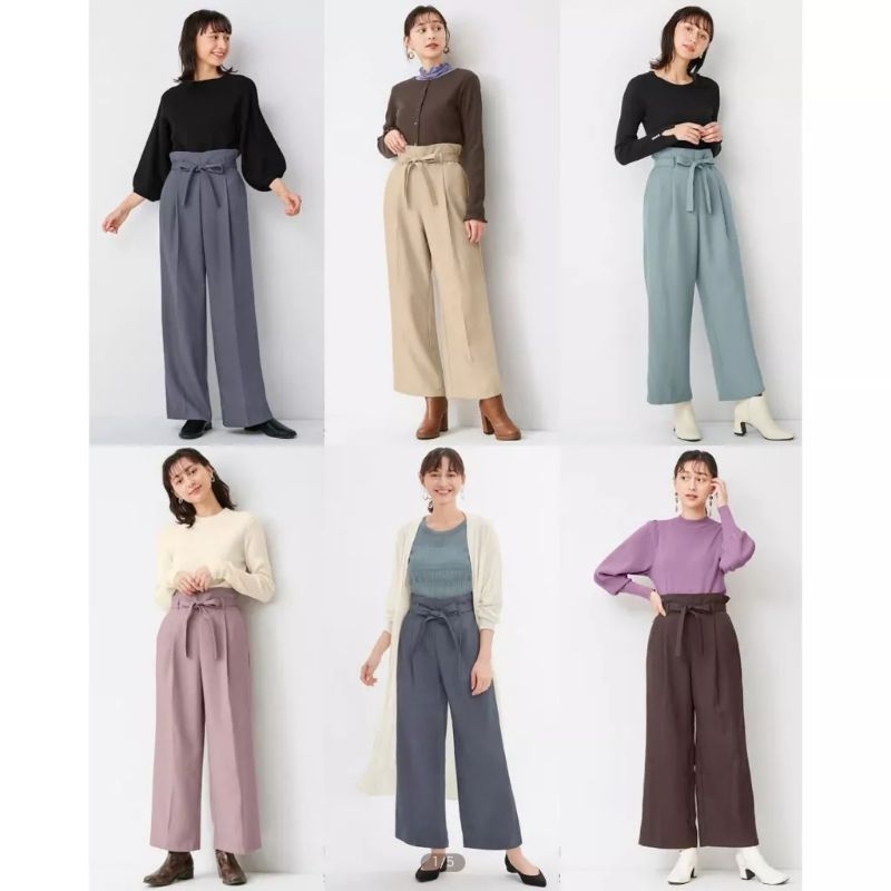 GU Belt Tuck Straight Pants - Celana panjang wanita branded
