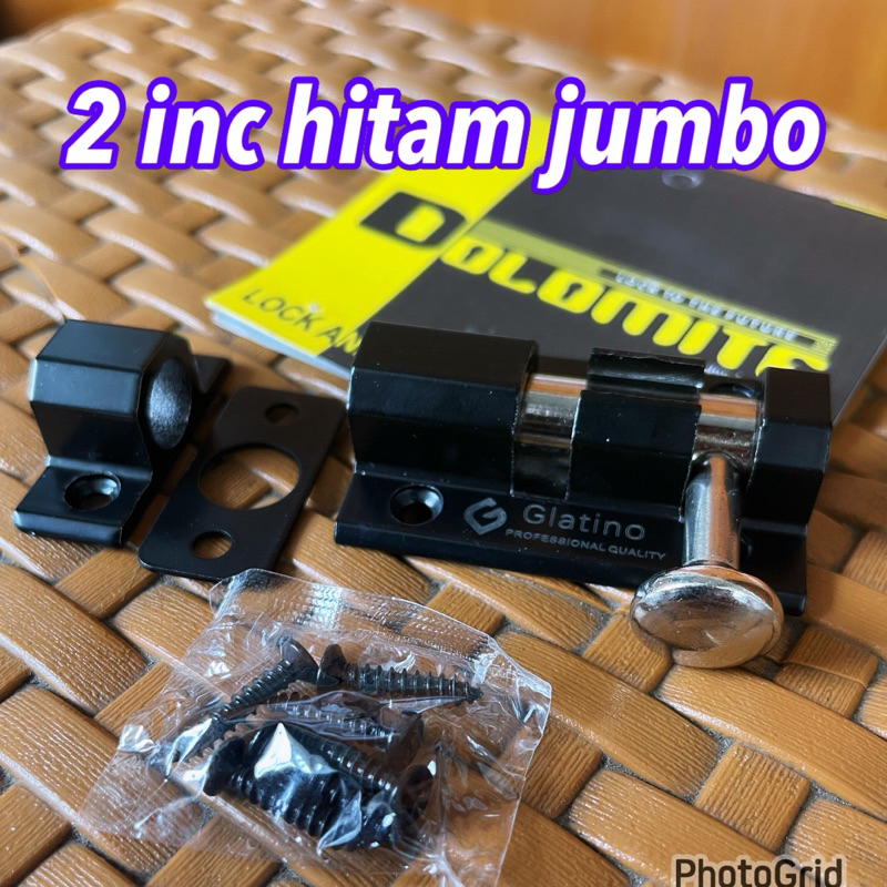 PROMO GRENDEL PINTU HITAM SELOT 2 INC JUMBO HITAM DOOR BOLT 2 INCH JUMBO TEBAL HITAM BLECK Grendel 2 inc stanlis steel tebal  sus 304 black selot  kunci pintu  kunci pintu  BARREL BOLD SOLID Grendel pencet