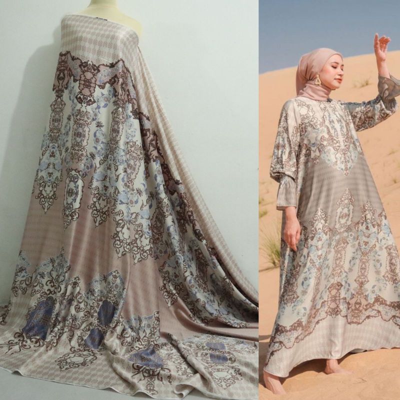 TERBARU Kain Silk Meteran motif KHANZA | Sarimbit Keluarga |Bahan Gamis Motif Etnik | Kain Butik | K