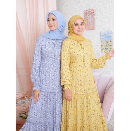 Ounadoutfit Karin dress wanita premium | dress muslimah motif bunga | dress rayon busui | homedress | baju wanita muslimah