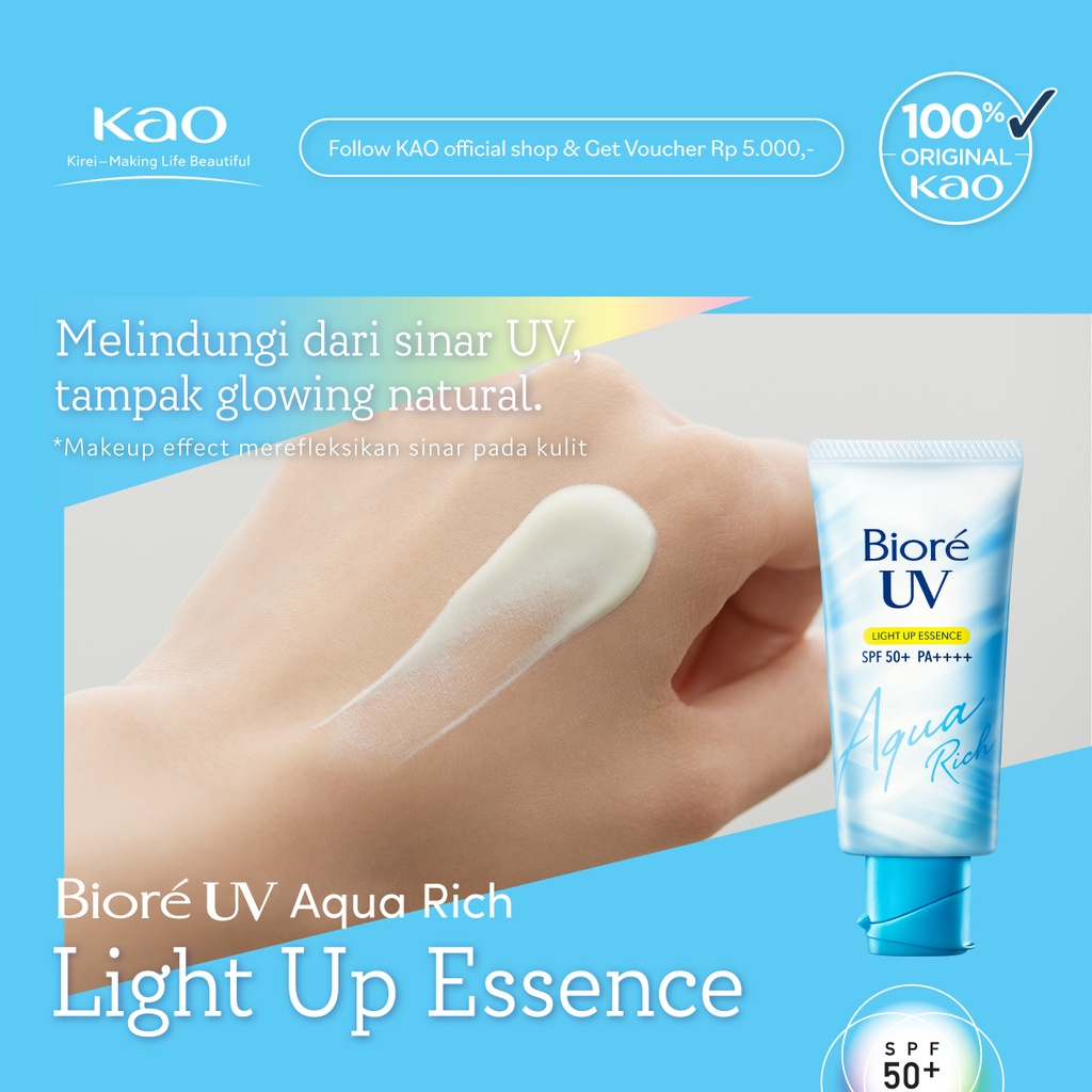 Biore Uv Aqua Rich Sunscreen Light Up Essence SPF 50 PA++++ 70 gr - Skincare Wajah Sunblock