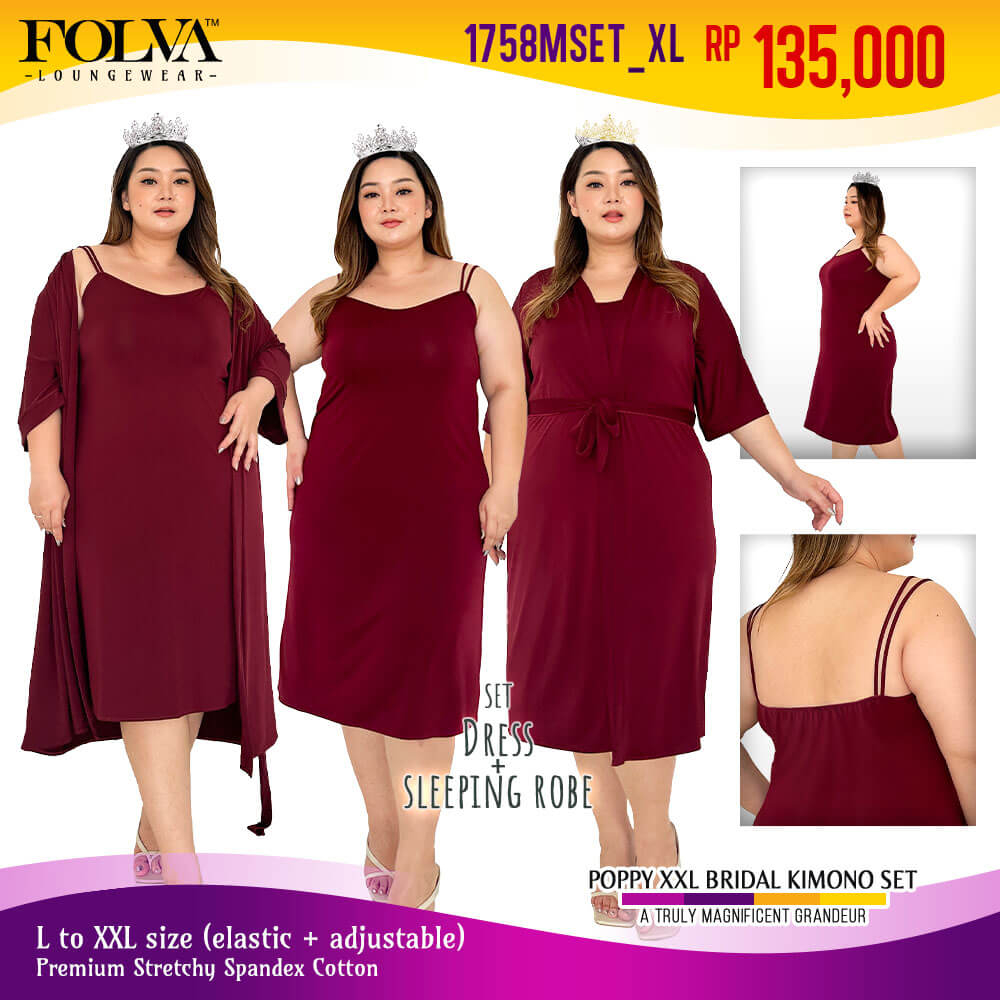 FOLVA Wedding Kimono Set Inner Tanktop Big Size Spandex 1758MSET_XL