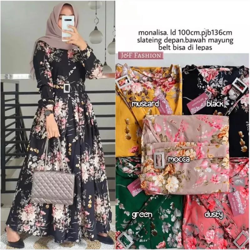 CUCI GUDANG GAMIS MONALISA MOTIF BUNGA VIRAL GAMIS JUMBO BUNGA SAKURA KEKINIAN